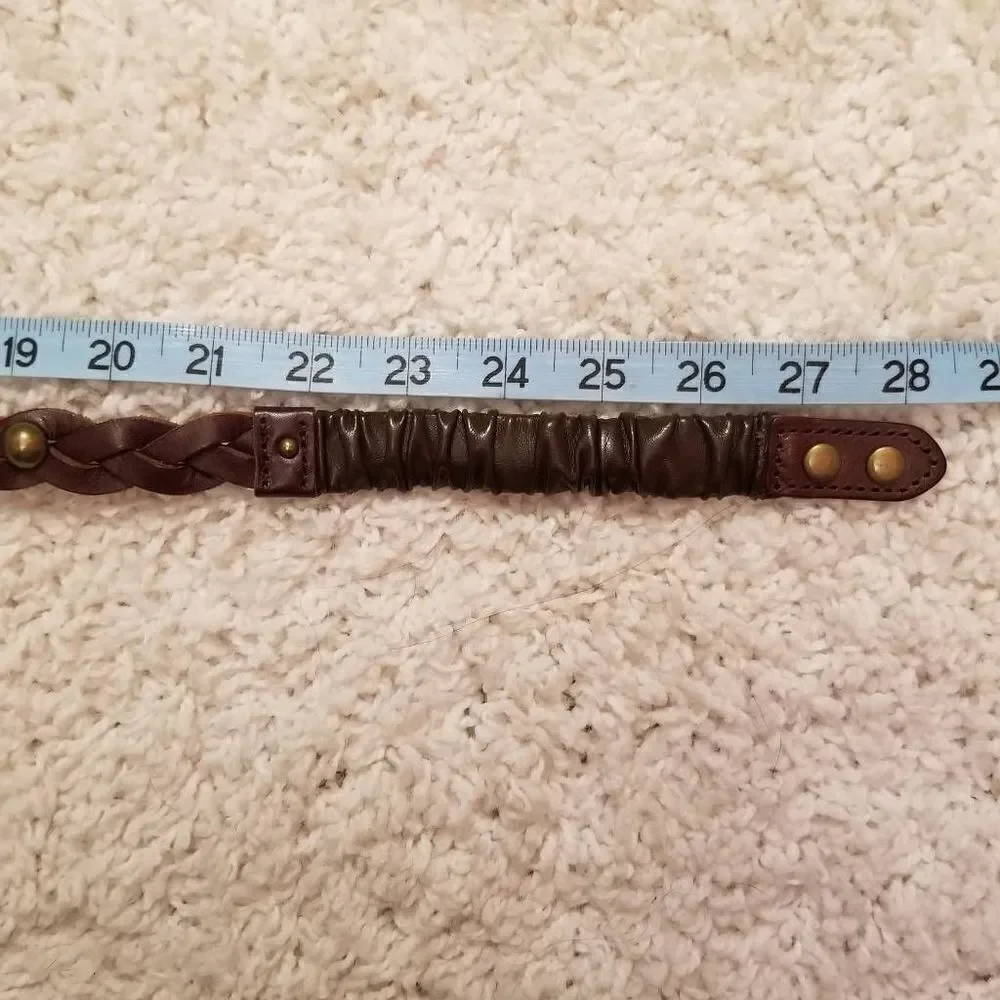 Leather Braided Belt with Studs & Stretch S